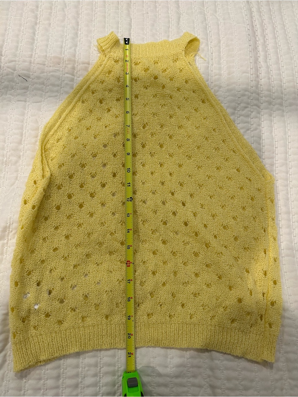 SHEIN Pale Yellow Eyelet Knit Halter Sweater Tank